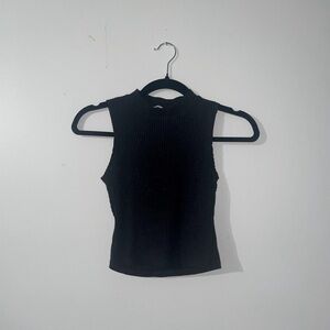 Black Cropped Halter Top